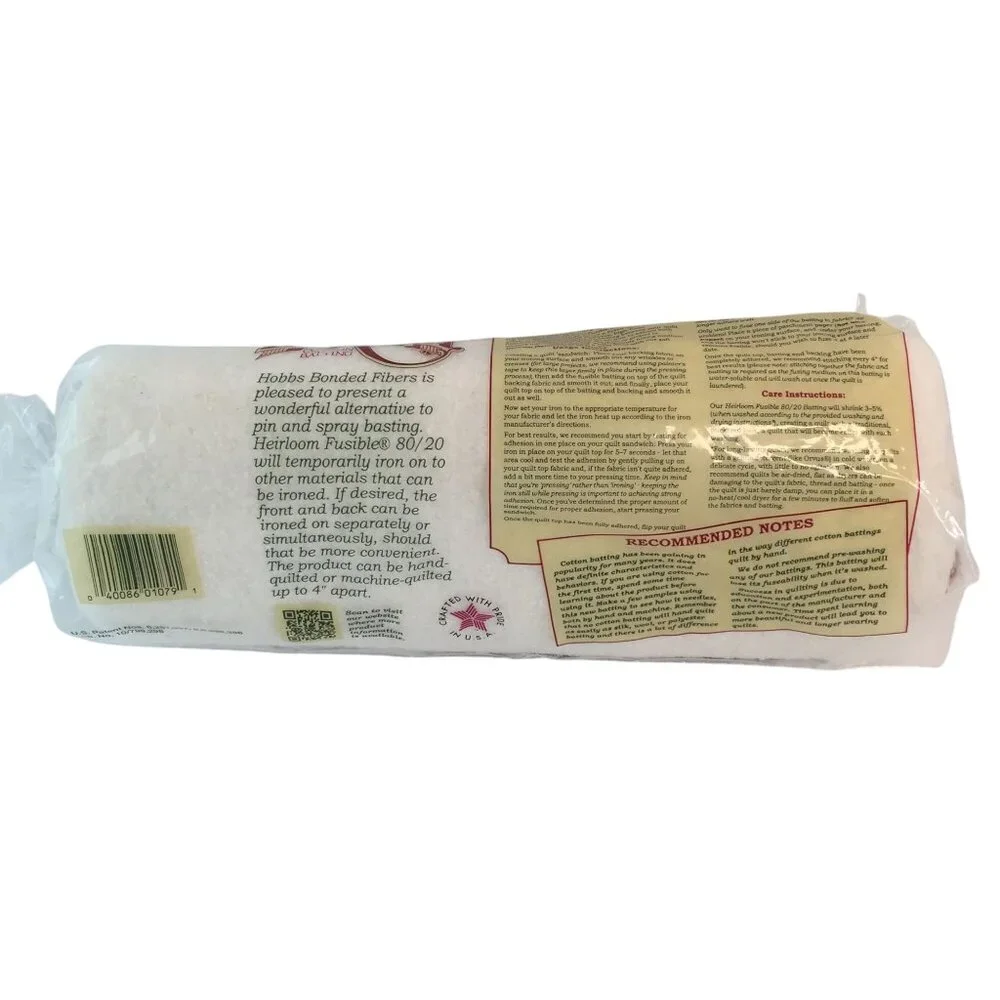 Hobbs‎ Heirloom Fusible Cottom Batting Crib Sz 45x60